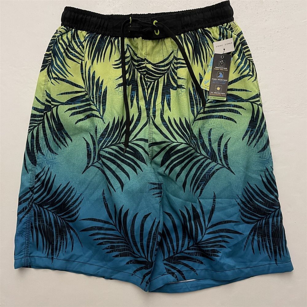 NWT Burnside S x 9" Tropical Performance Mesh Lined Zip‎ Pocket Board Shorts